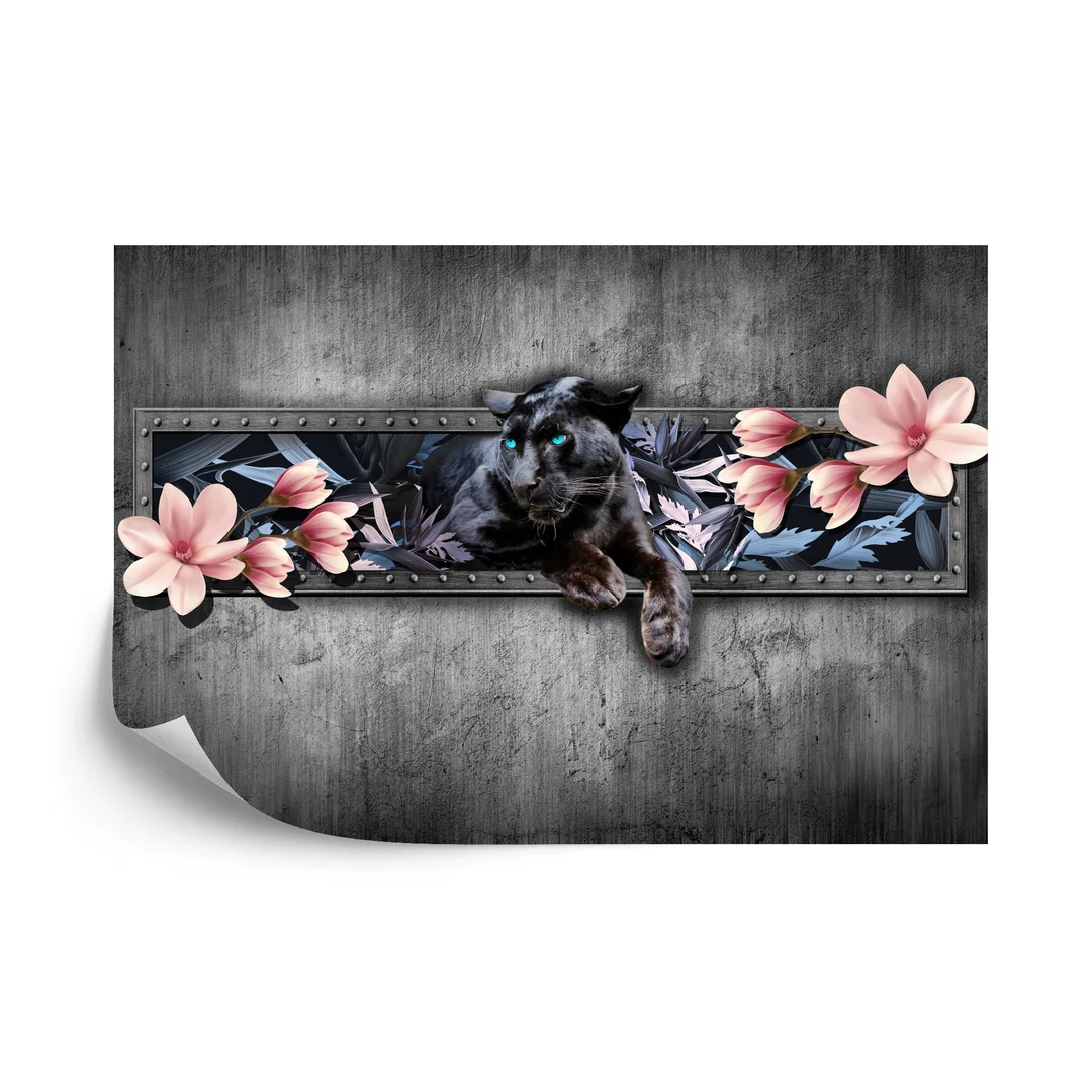 Fototapeta Pantera Z Kwiatami Magnolii Vinyl Gładki 270x180