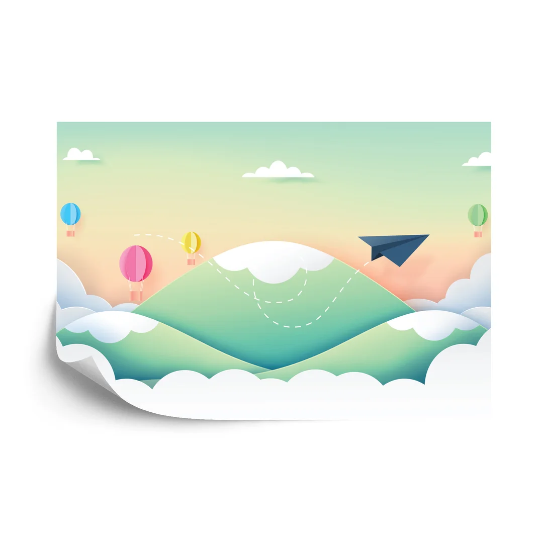 Fototapeta Papierowy Samolot Na Niebie Vinyl Gładki 270x180