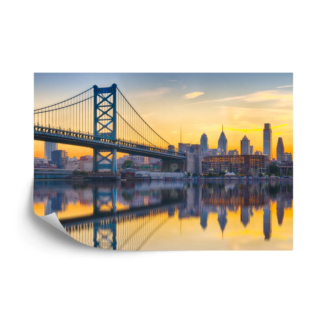 Fototapeta Philadelphia Sunset Skyline Refection Vinyl Gładki 270x180