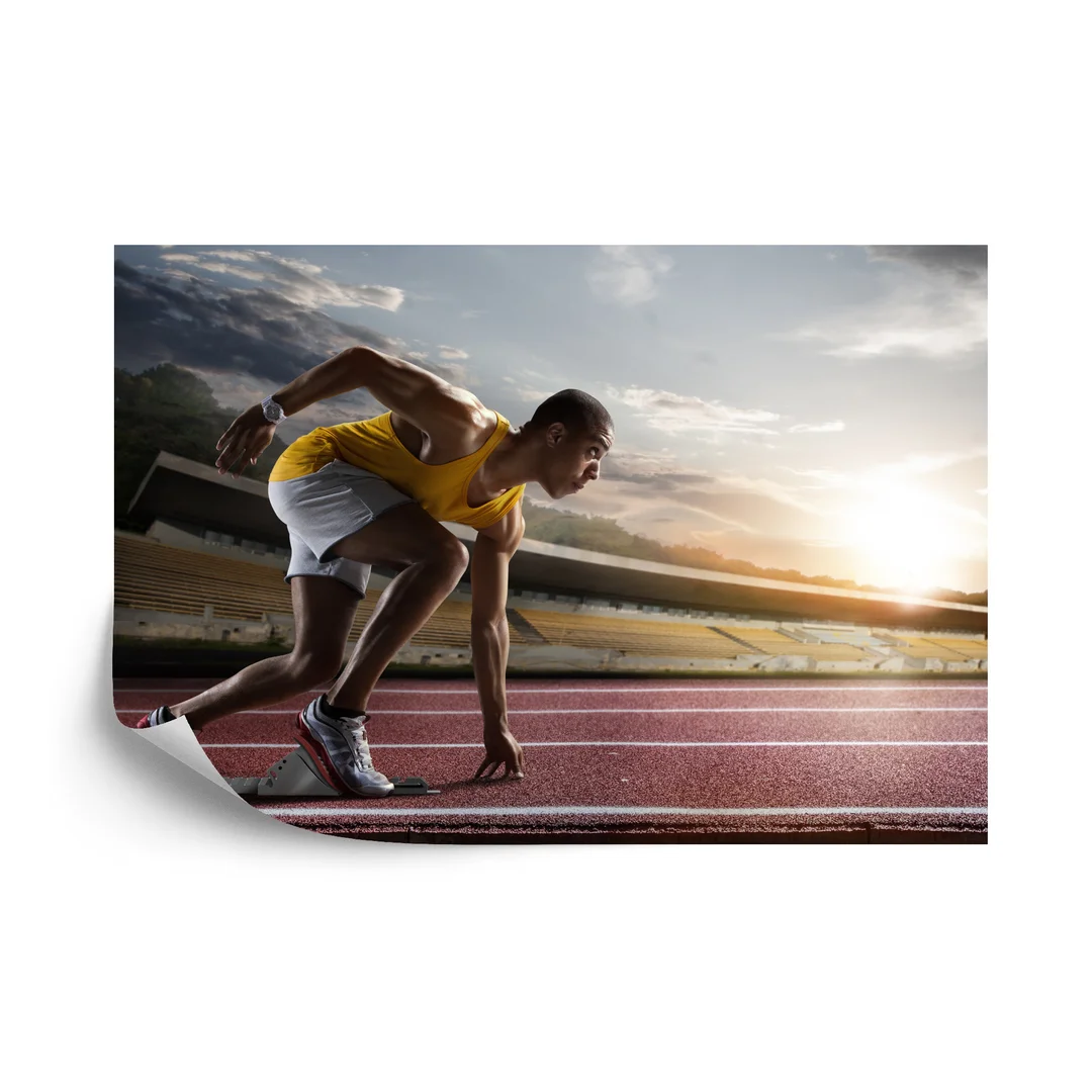 Fototapeta Sportowiec W Bloku Startowym 3D Vinyl Gładki 270x180