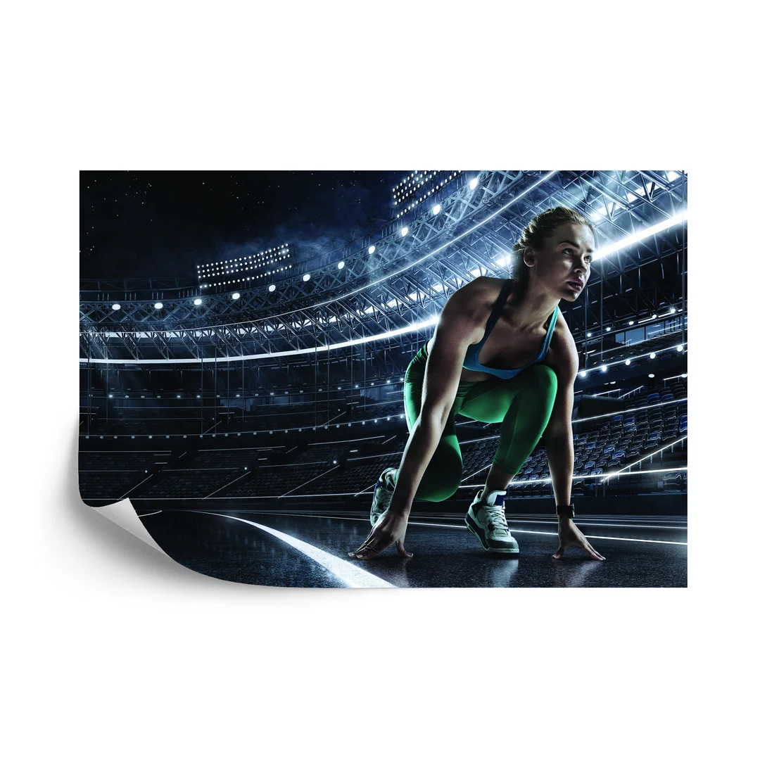 Fototapeta Sprinterka Zaczynająca Bieg Na Starcie 3D Flizelina 270x180