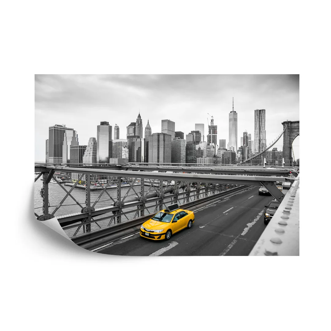Fototapeta Taxi Crossing Brooklyn Bridge Vinyl Gładki 270x180