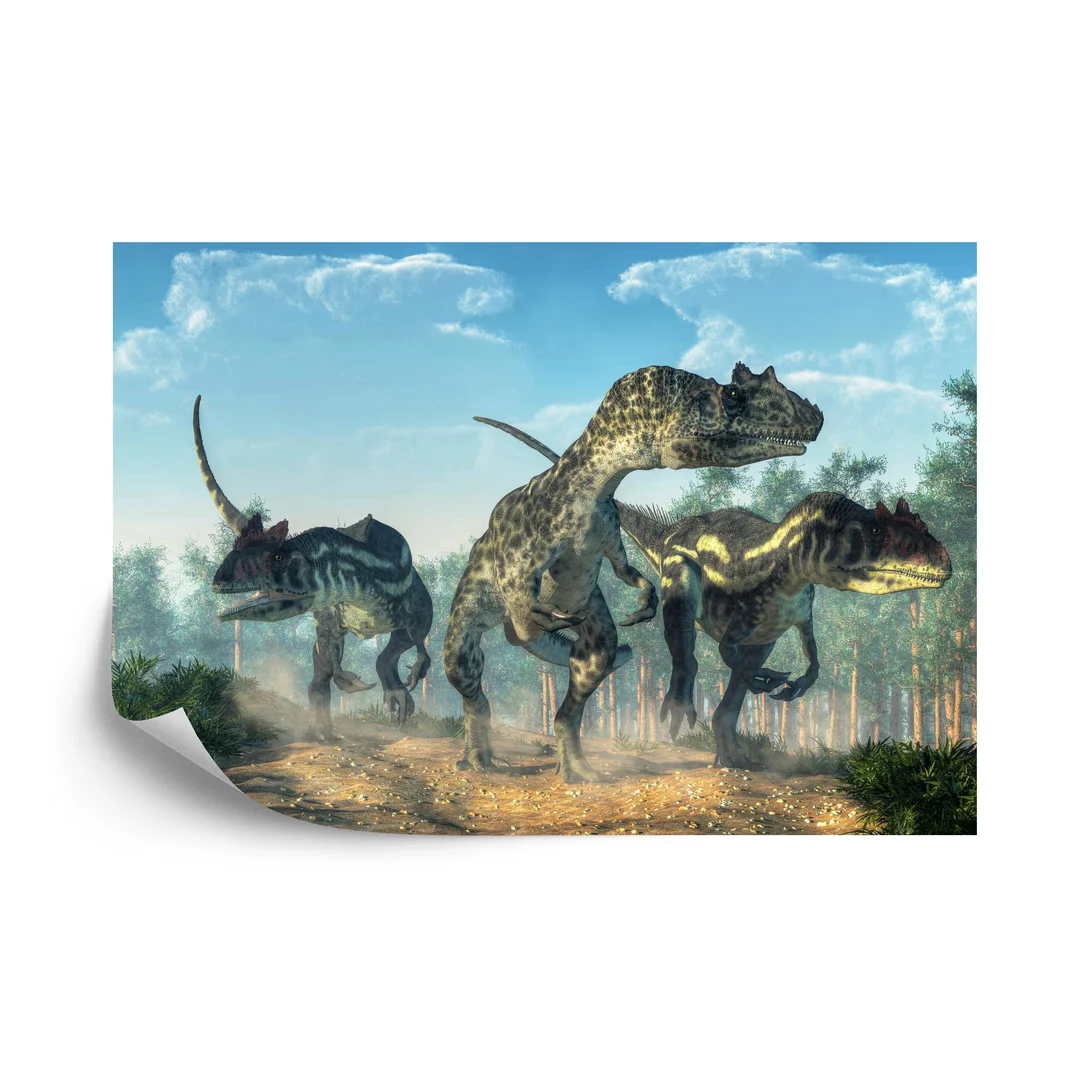 Fototapeta Trzy Dinozaury W Lesie Vinyl Gładki 270x180