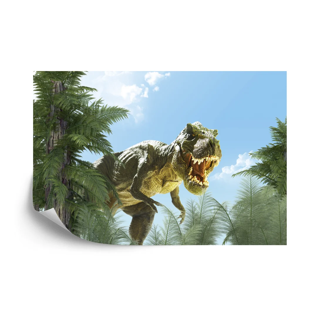 Fototapeta Wielki Dinozaur T-Rex I Palmy Vinyl Gładki 270x180
