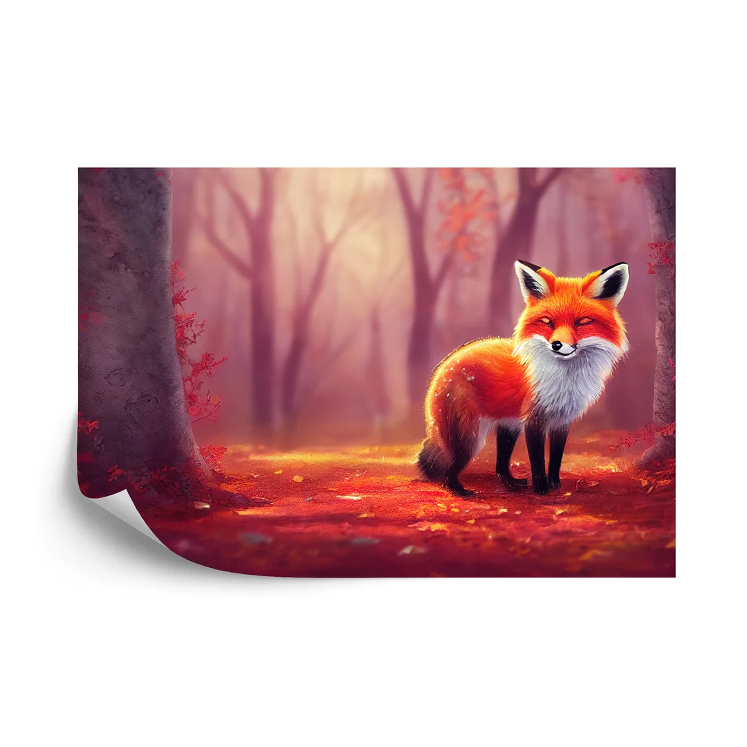 Fototapeta Woodland Fox In Autumn, Created With Ai, Artificial Intelligence Vinyl Gładki 270x180