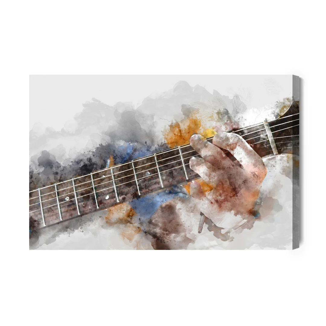 Obraz Na Płótnie Abstrakcyjna Gitara W Rękach Canvas Brak Brak 60x90