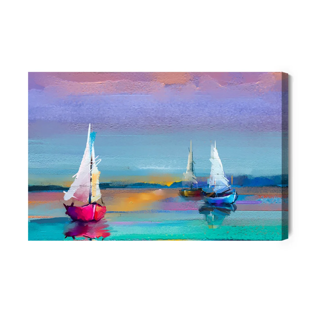 Obraz Na Płótnie Abstrakcyjne Żaglówki Na Morzu Canvas Brak Brak 60x90