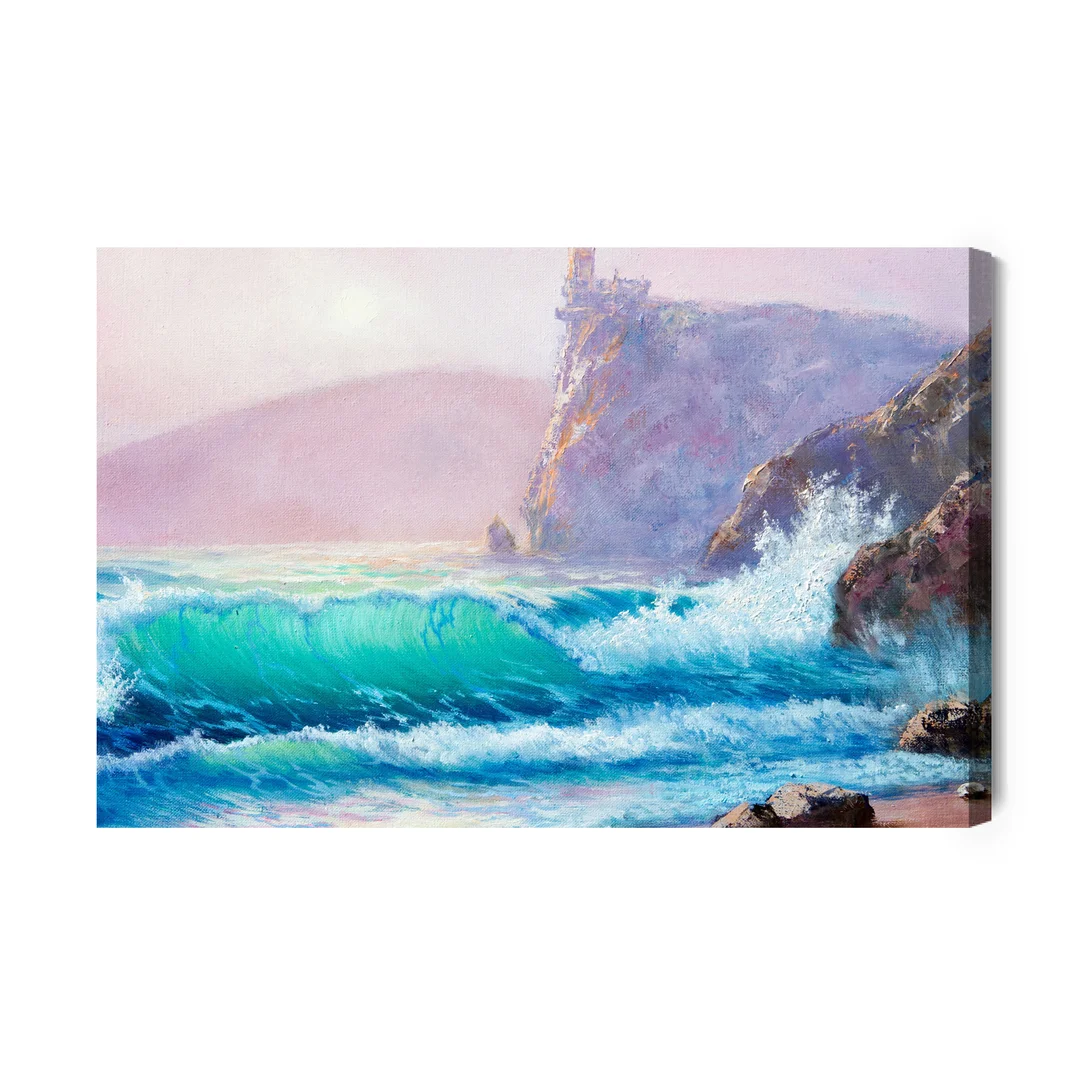 Obraz Na Płótnie Akwarelowe Fale Na Brzegu Morza Canvas Brak Brak 60x90