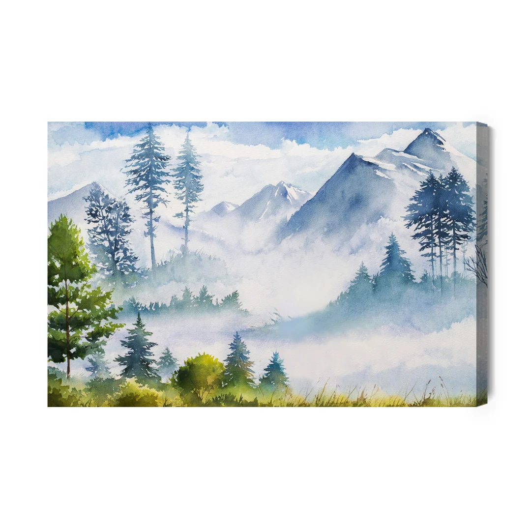 Obraz Na Płótnie Akwarelowy Górski Krajobraz Canvas Brak Brak 60x90