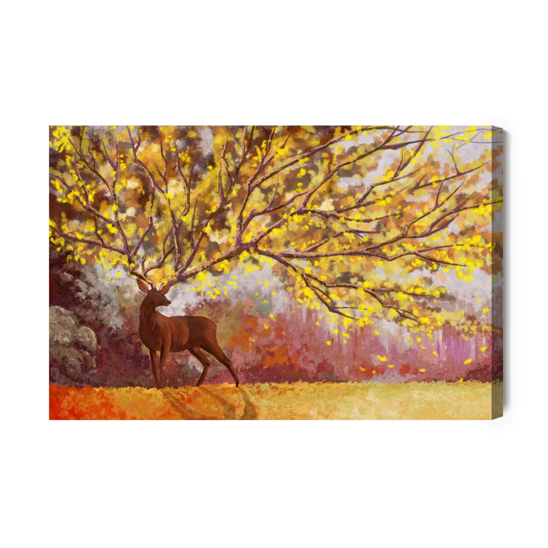 Obraz Na Płótnie Akwarelowy Jeleń I Natura Canvas Brak Brak 60x90