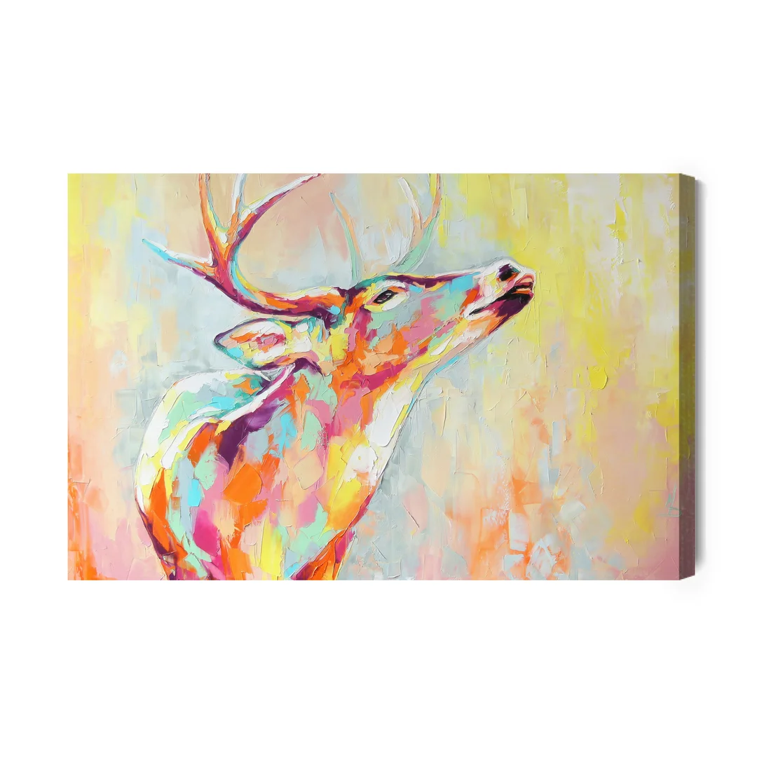 Obraz Na Płótnie Akwarelowy Kolorowy Jeleń Canvas Brak Brak 60x90