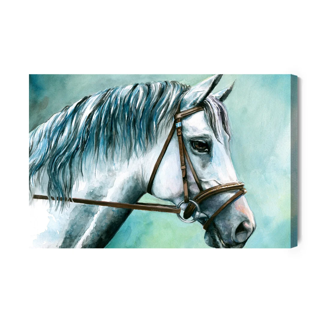 Obraz Na Płótnie Biały Koń Jak Malowany Canvas Brak Brak 60x90