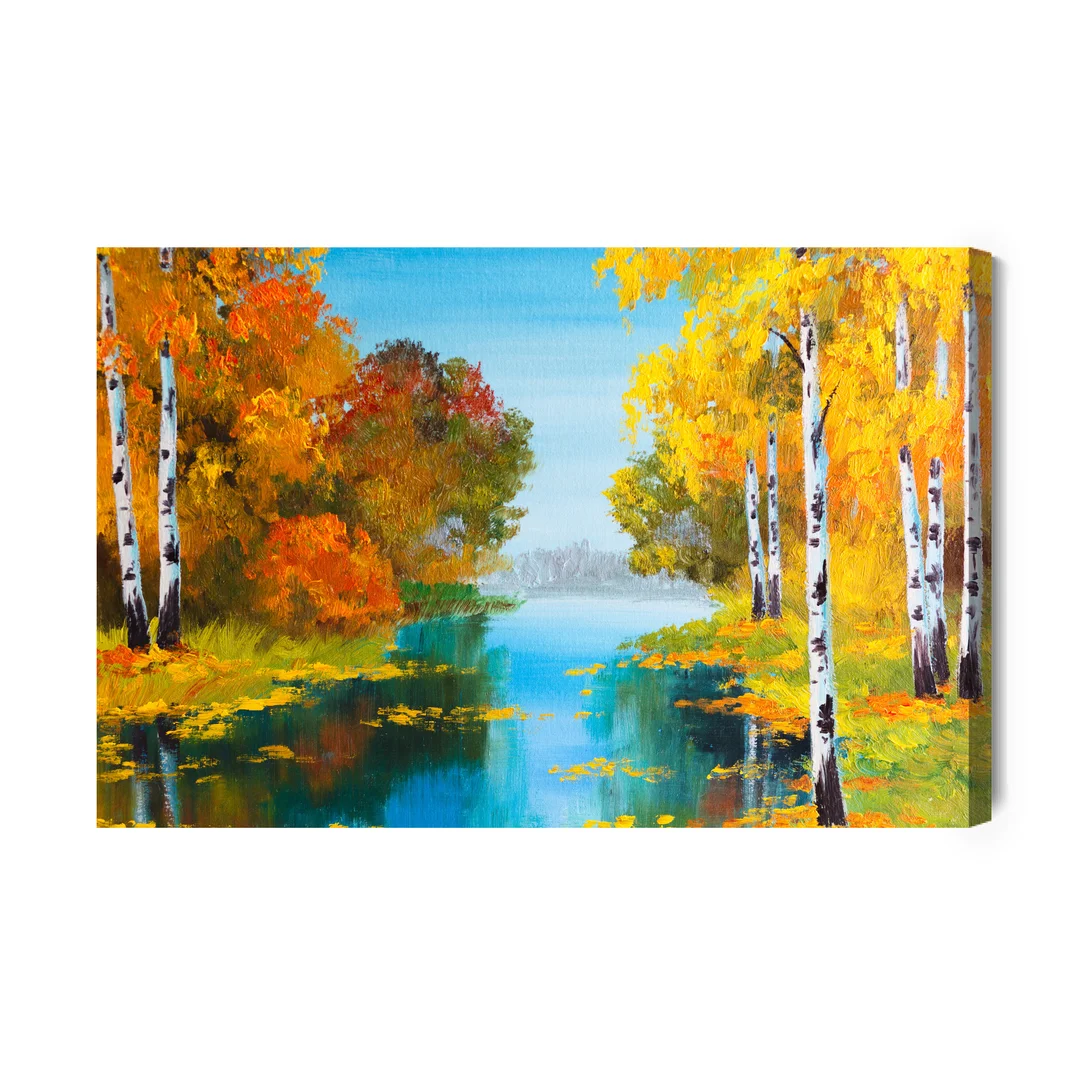 Obraz Na Płótnie Brzozowy Las W Pobliżu Rzeki Canvas Brak Brak 60x90