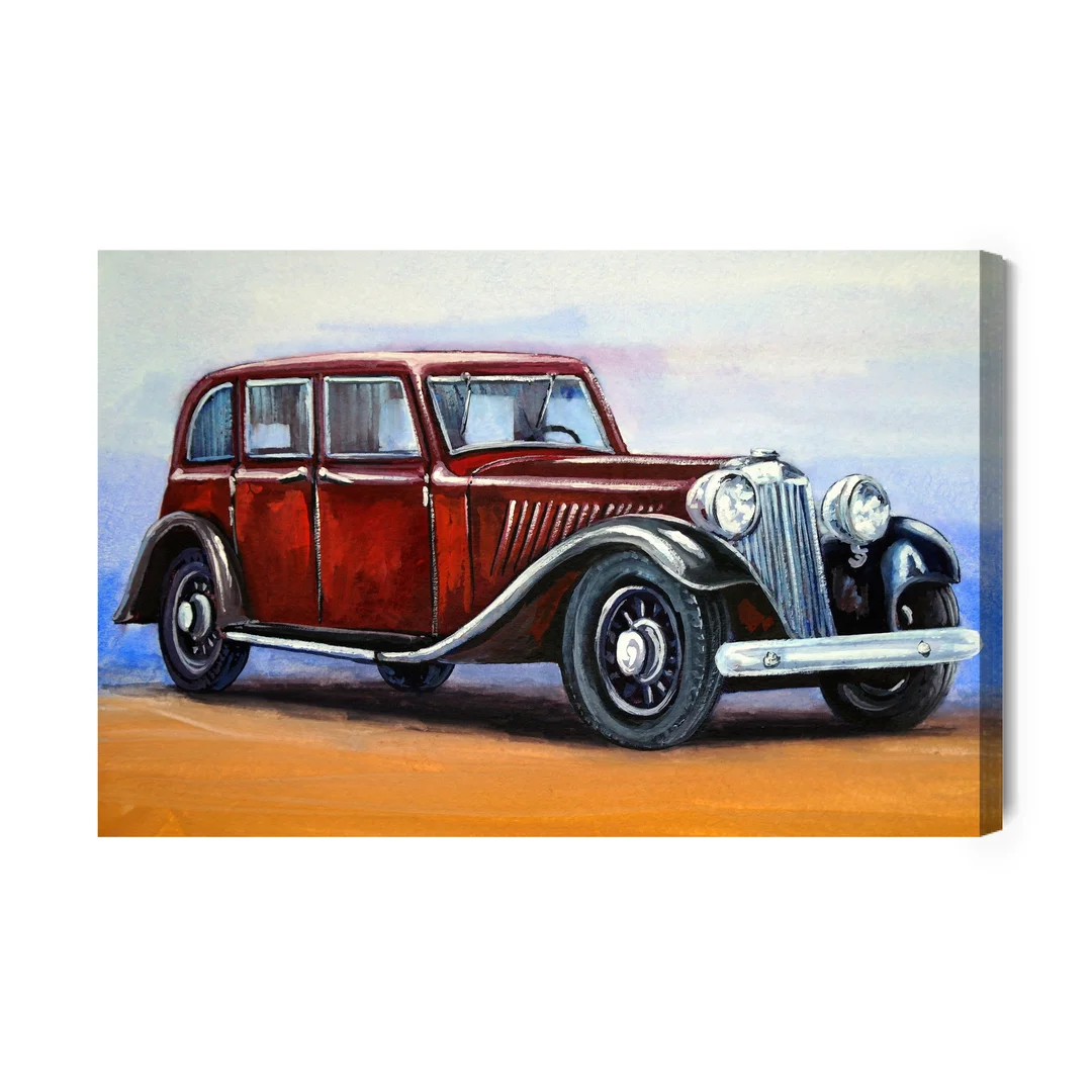 Obraz Na Płótnie Czerwony Zabytkowy Samochód Canvas Brak Brak 60x90