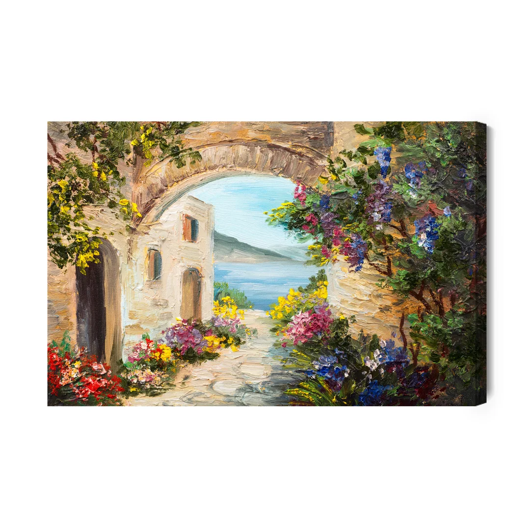 Obraz Na Płótnie Dom Nad Morzem I Kwiaty Canvas Brak Brak 60x90
