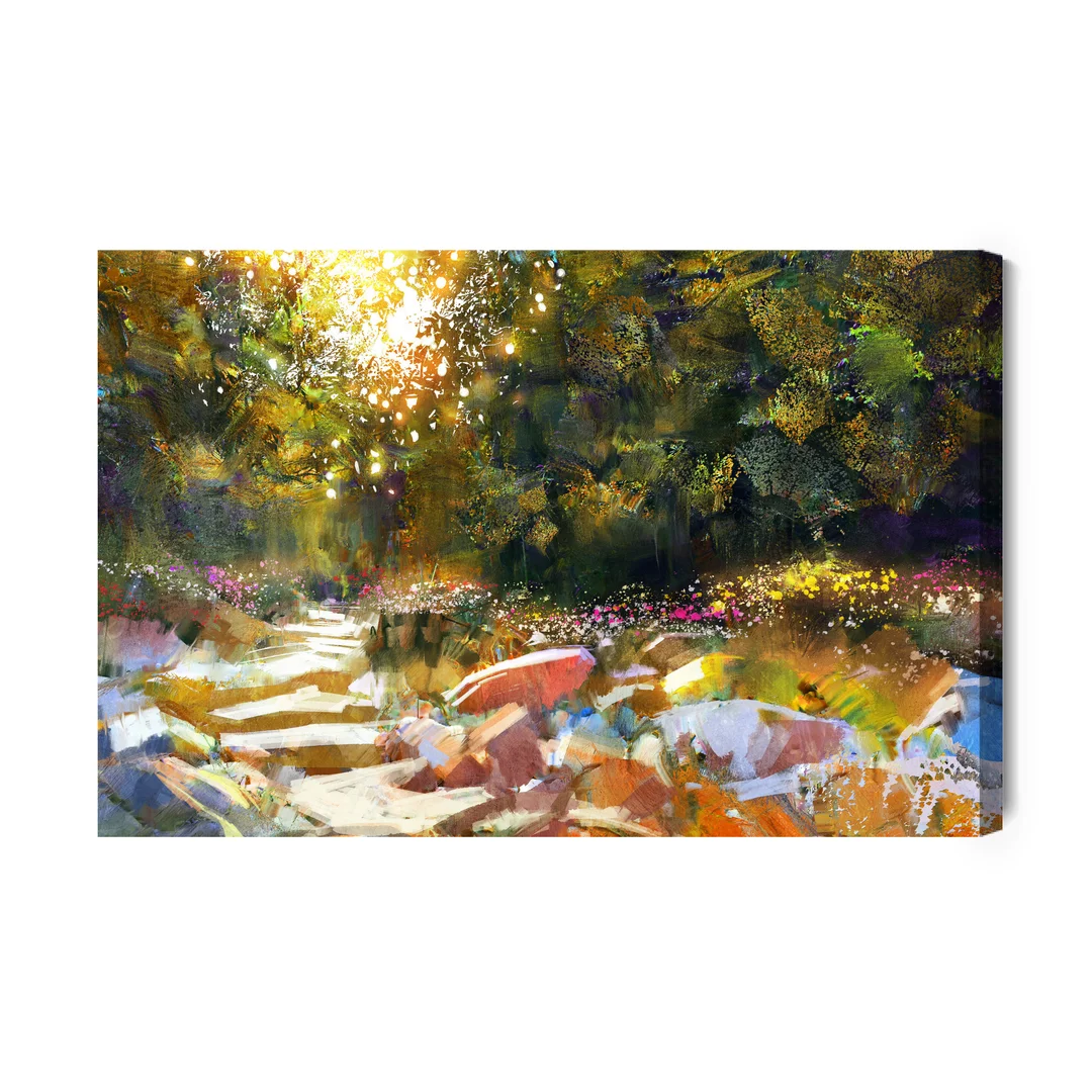 Obraz Na Płótnie Drzewa I Jesienne Kwiaty Canvas Brak Brak 60x90