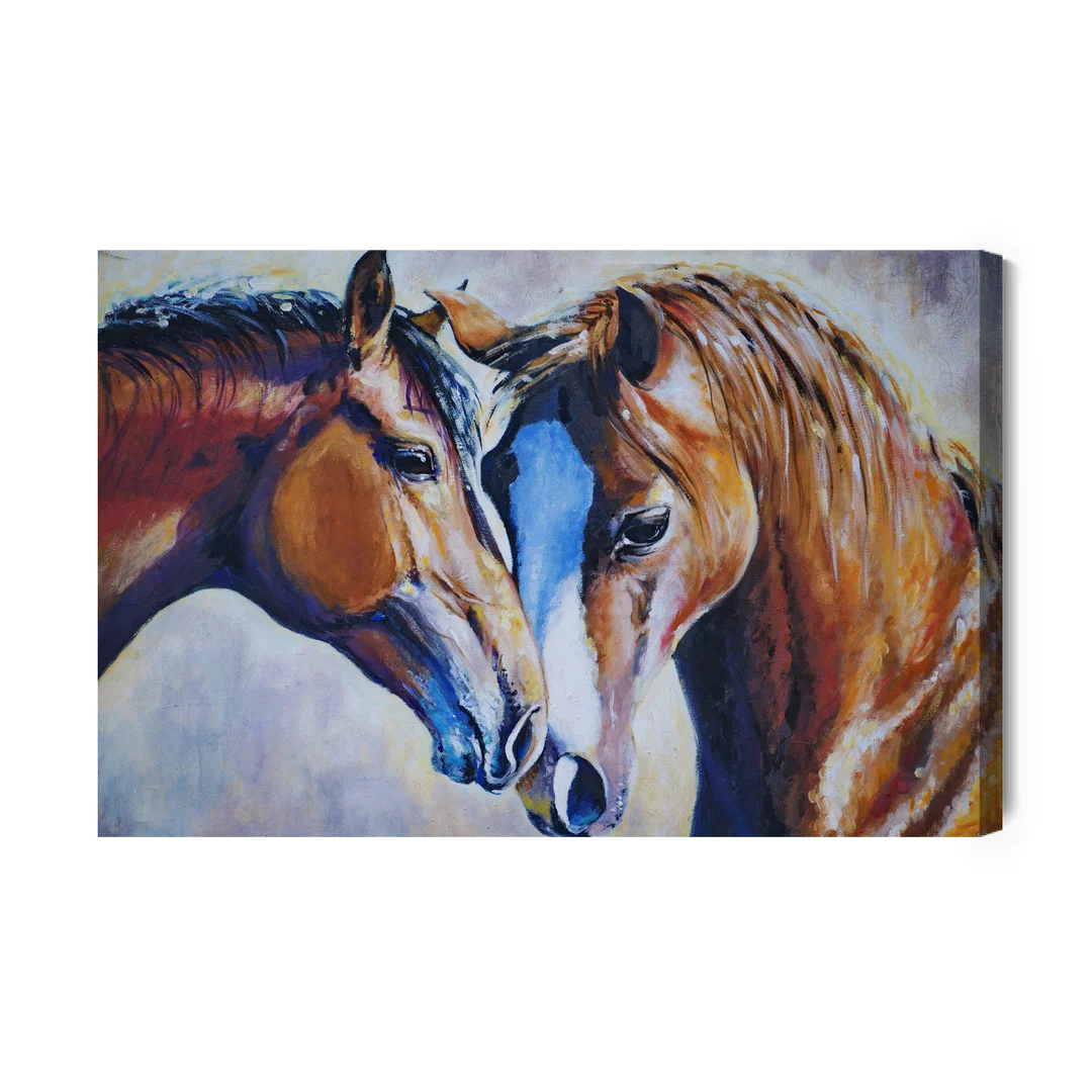 Obraz Na Płótnie Dwa Akwarelowe Konie Canvas Brak Brak 60x90