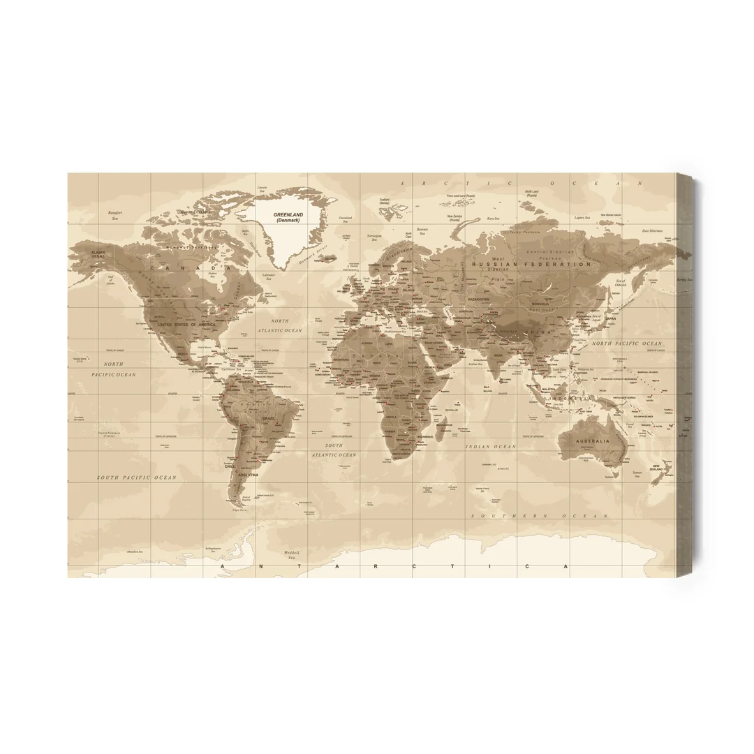Obraz Na Płótnie Fizyczna Mapa Świata Canvas Brak Brak 60x90