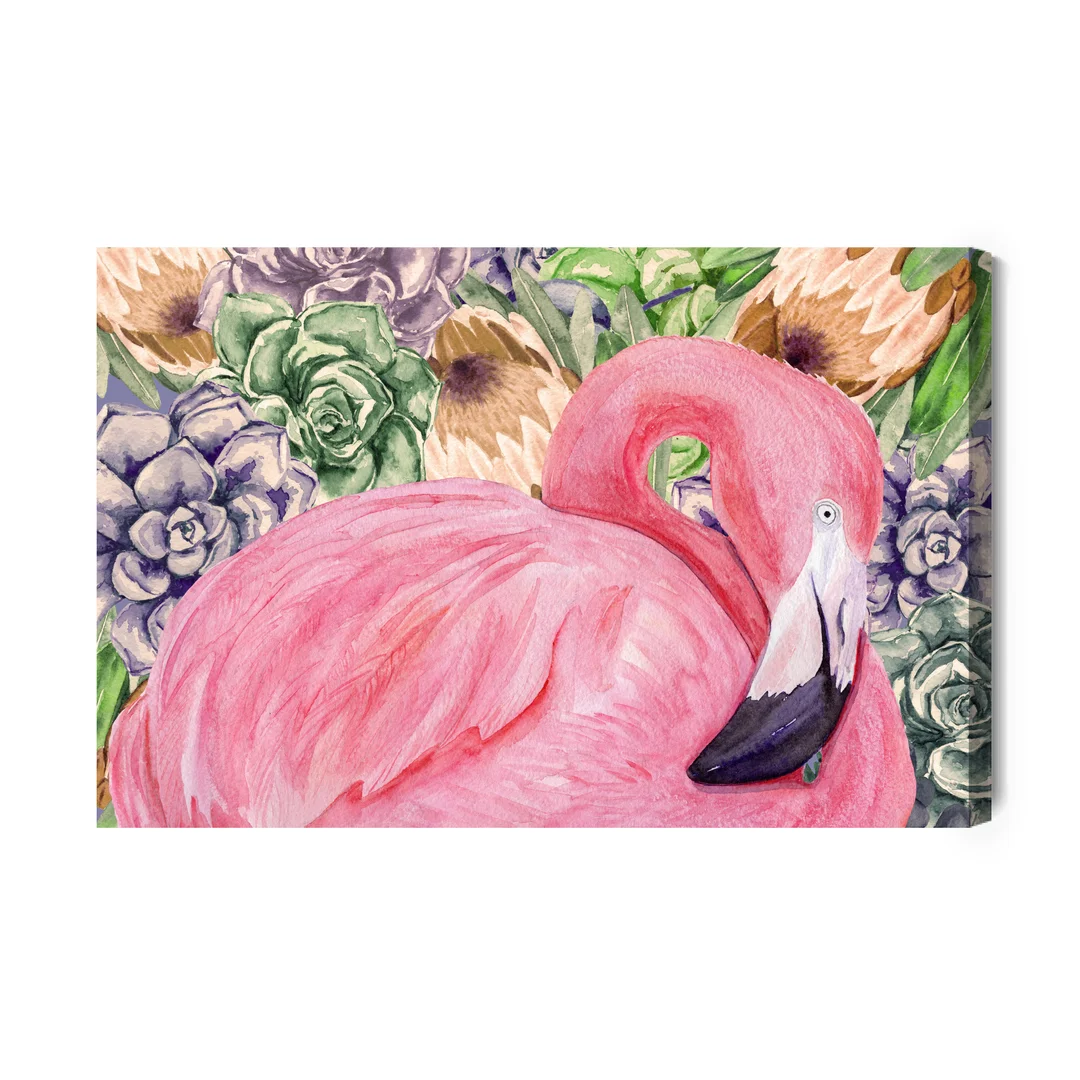 Obraz Na Płótnie Flaming I Kwiaty Canvas Brak Brak 60x90