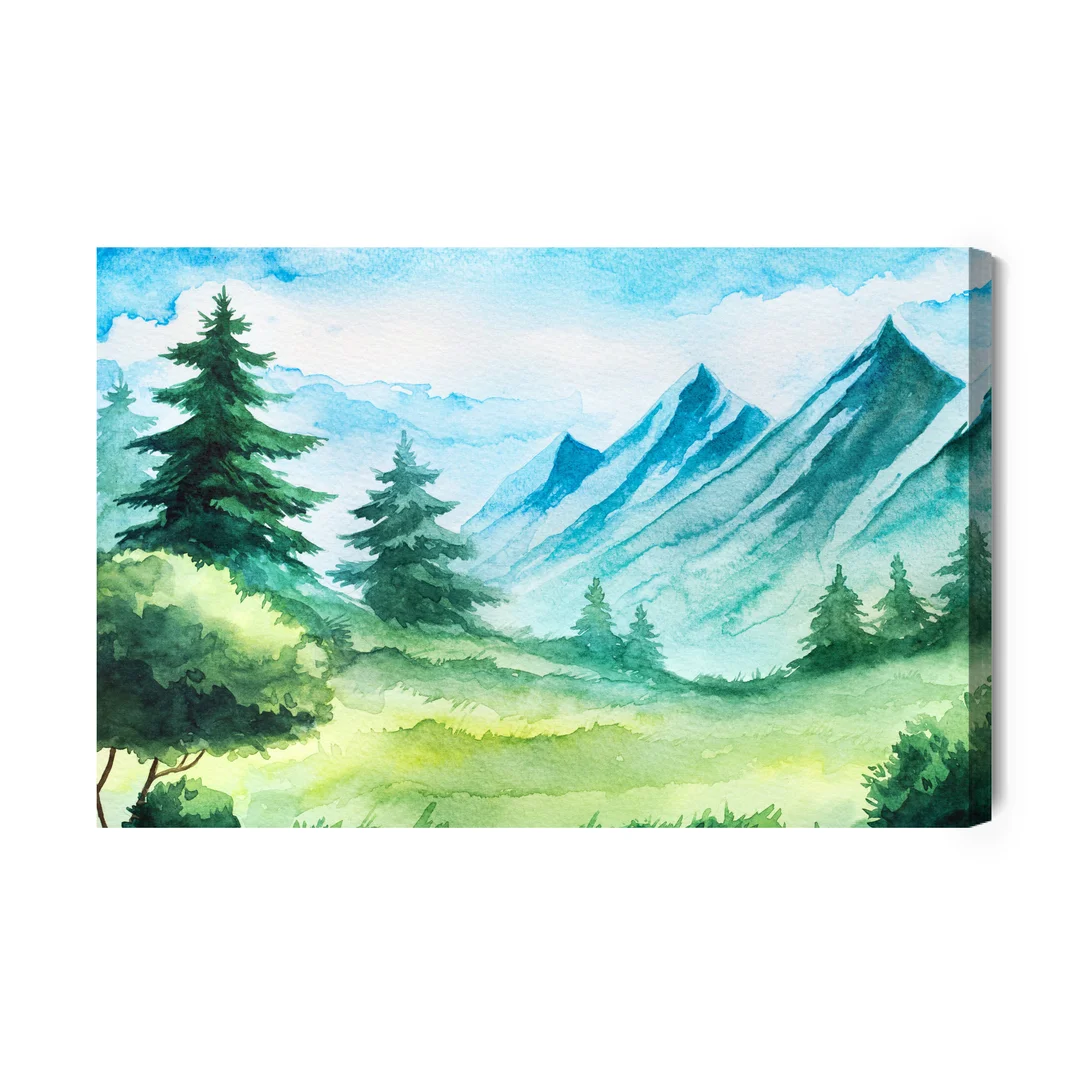 Obraz Na Płótnie Górska Polana Malowana Akwarelą Canvas Brak Brak 60x90