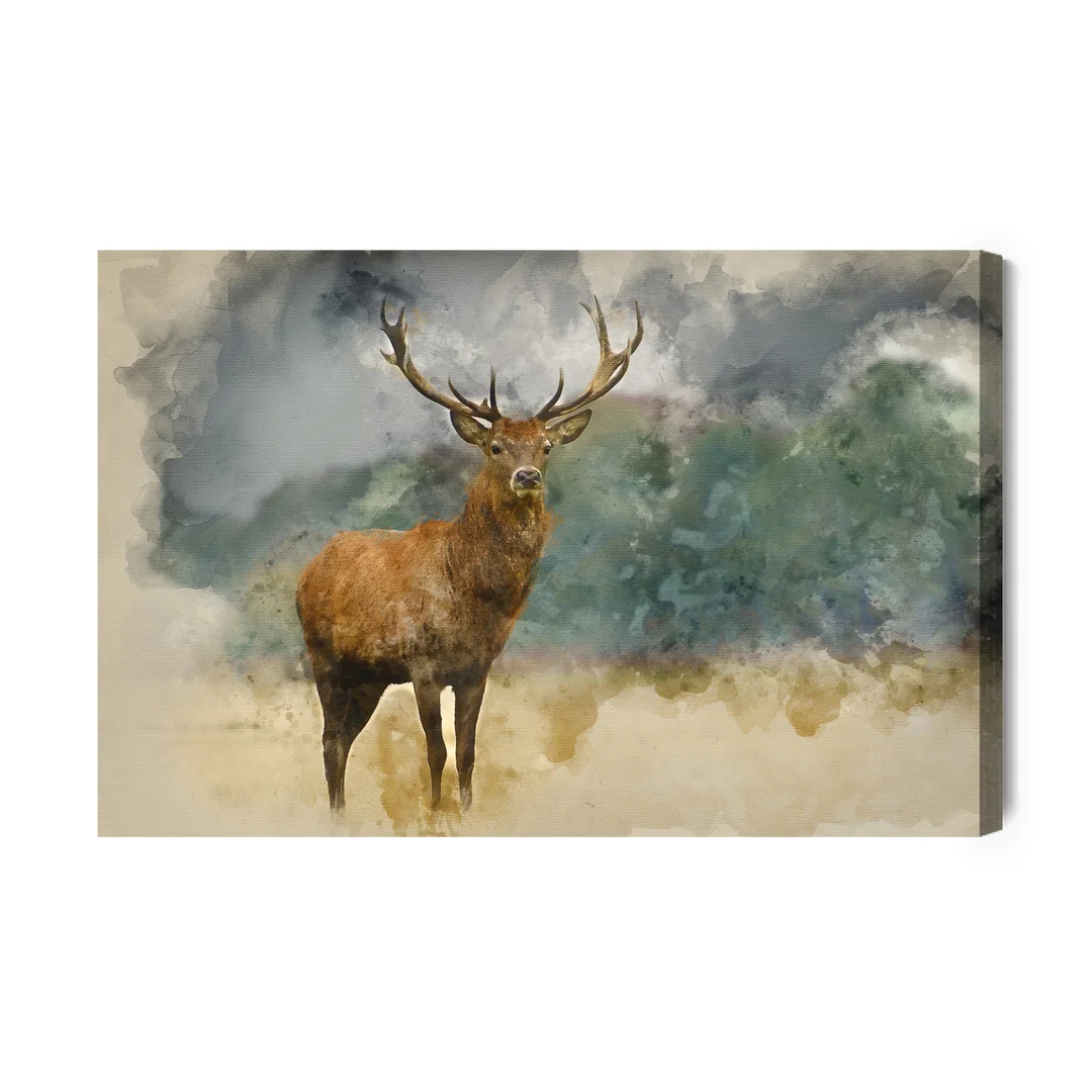 Obraz Na Płótnie Jeleń Malowany Akwarelą Canvas Brak Brak 60x90