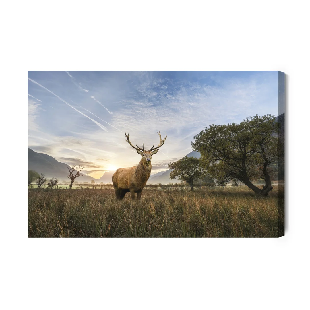 Obraz Na Płótnie Jeleń Na Tle Krajobrazu Canvas Brak Brak 60x90