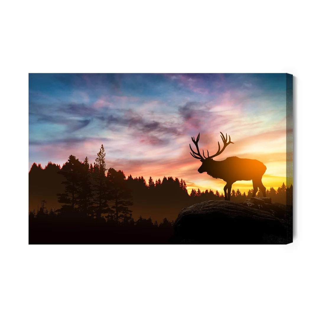 Obraz Na Płótnie Jeleń O Zachodzie Słońca Canvas Naturalny Brak Brak 50x70