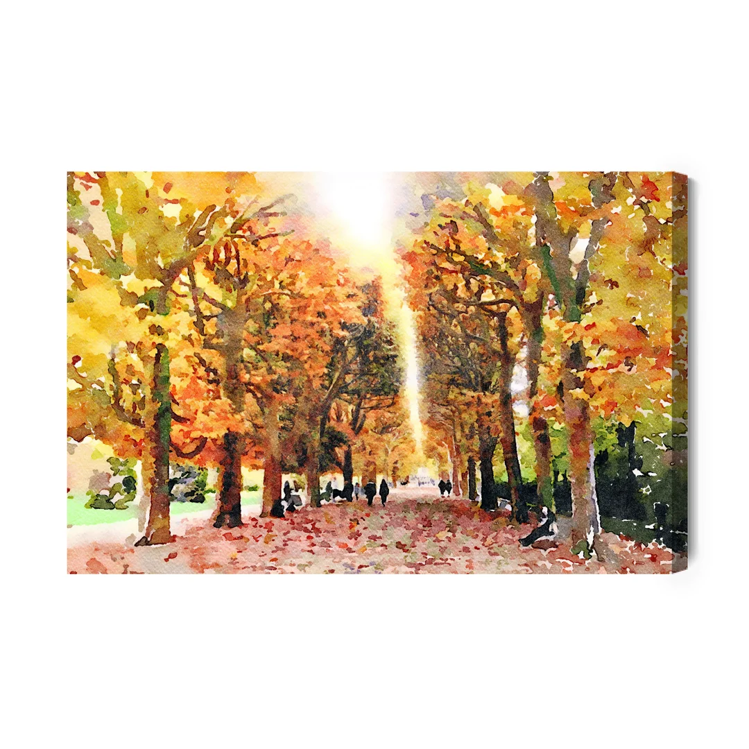 Obraz Na Płótnie Jesienny Las Malowany Akwarelą Canvas Brak Brak 60x90