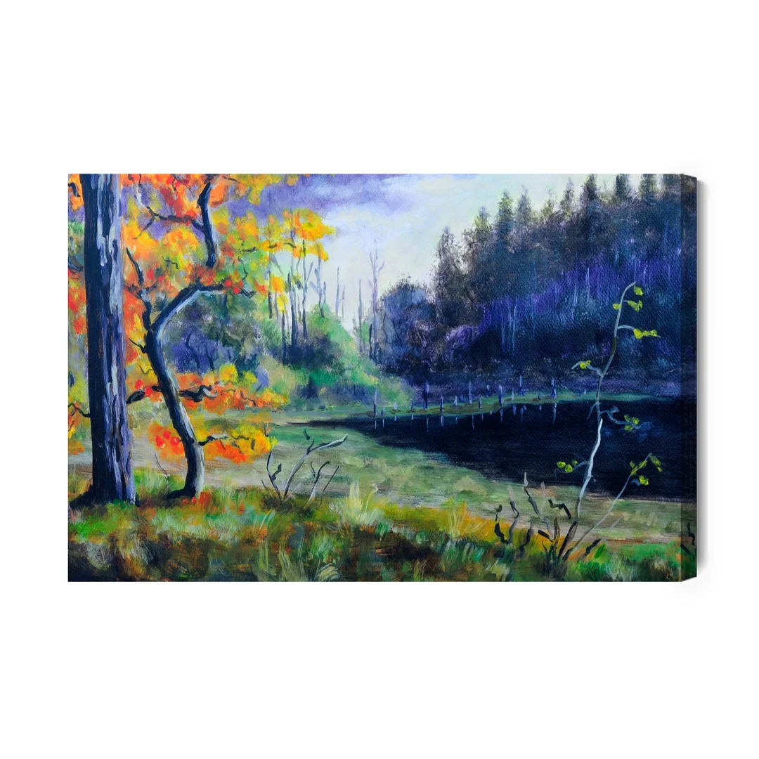 Obraz Na Płótnie Jesienny Las O Wieczornej Porze Canvas Brak Brak 60x90