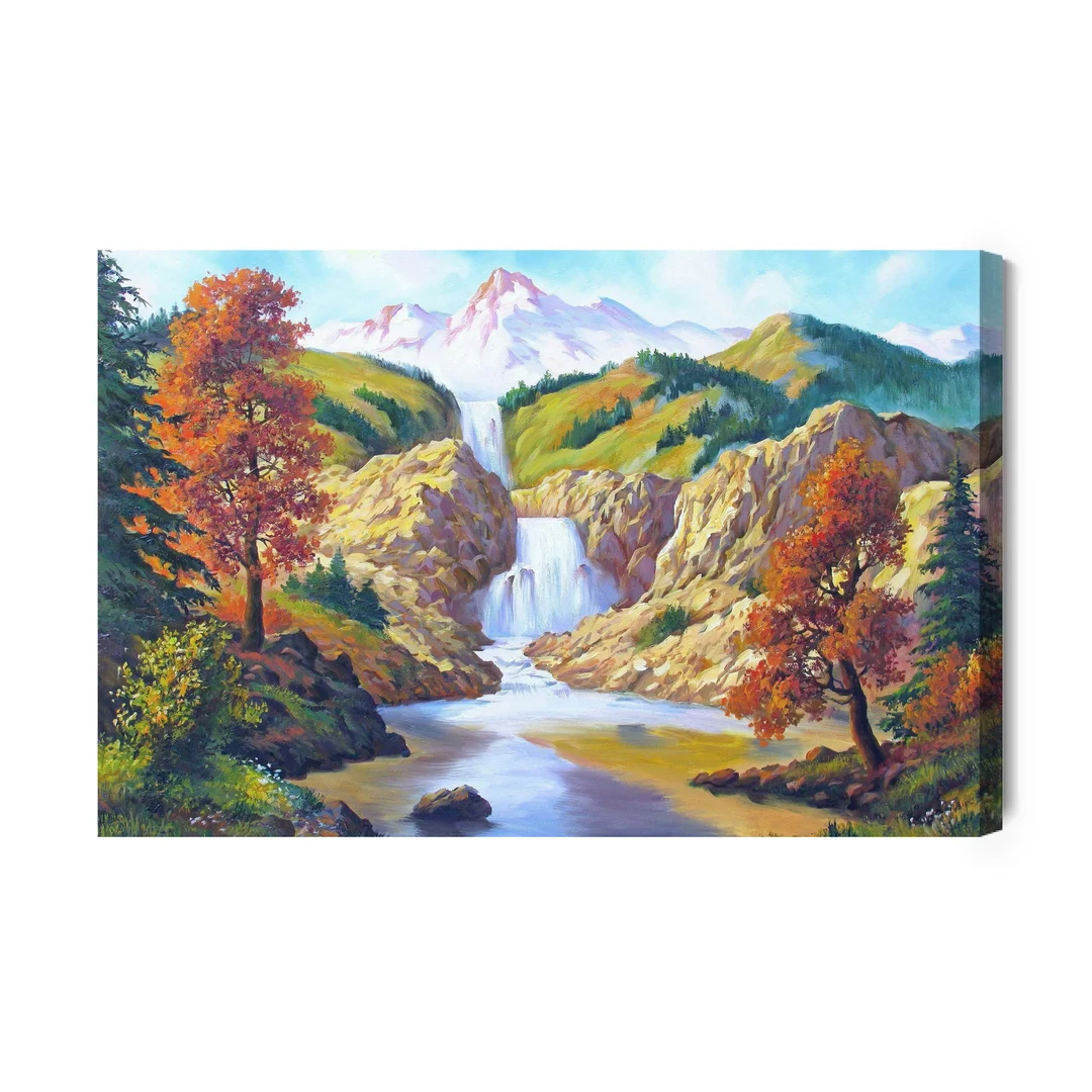 Obraz Na Płótnie Jesienny Wodospad Jak Malowany Canvas Brak Brak 60x90