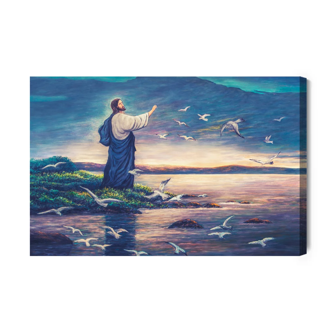 Obraz Na Płótnie Jezus Stojący Na Brzegu Morza Canvas Brak Brak 60x90