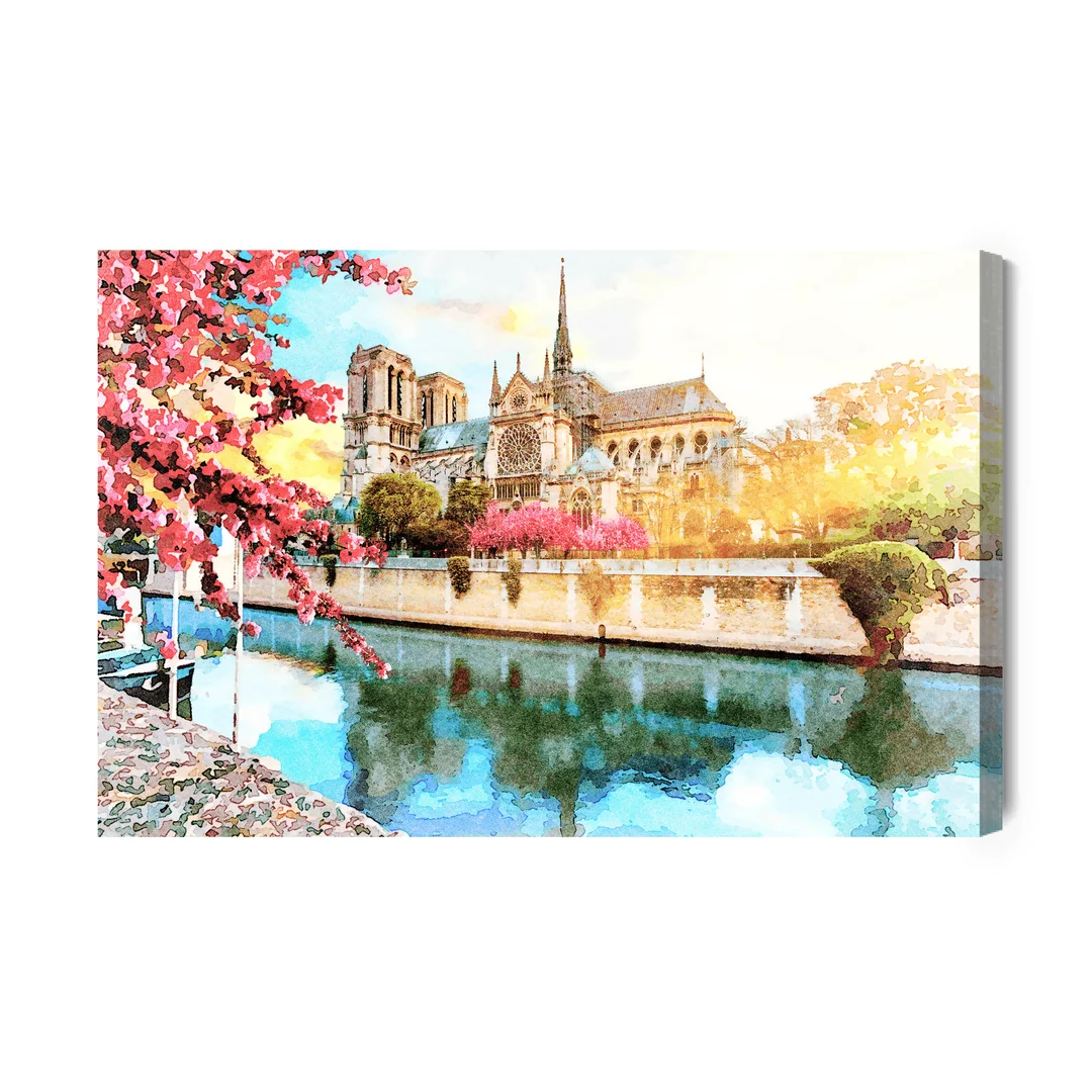Obraz Na Płótnie Katedra Notre Dame Malowana Akwarelą Canvas Brak Brak 60x90