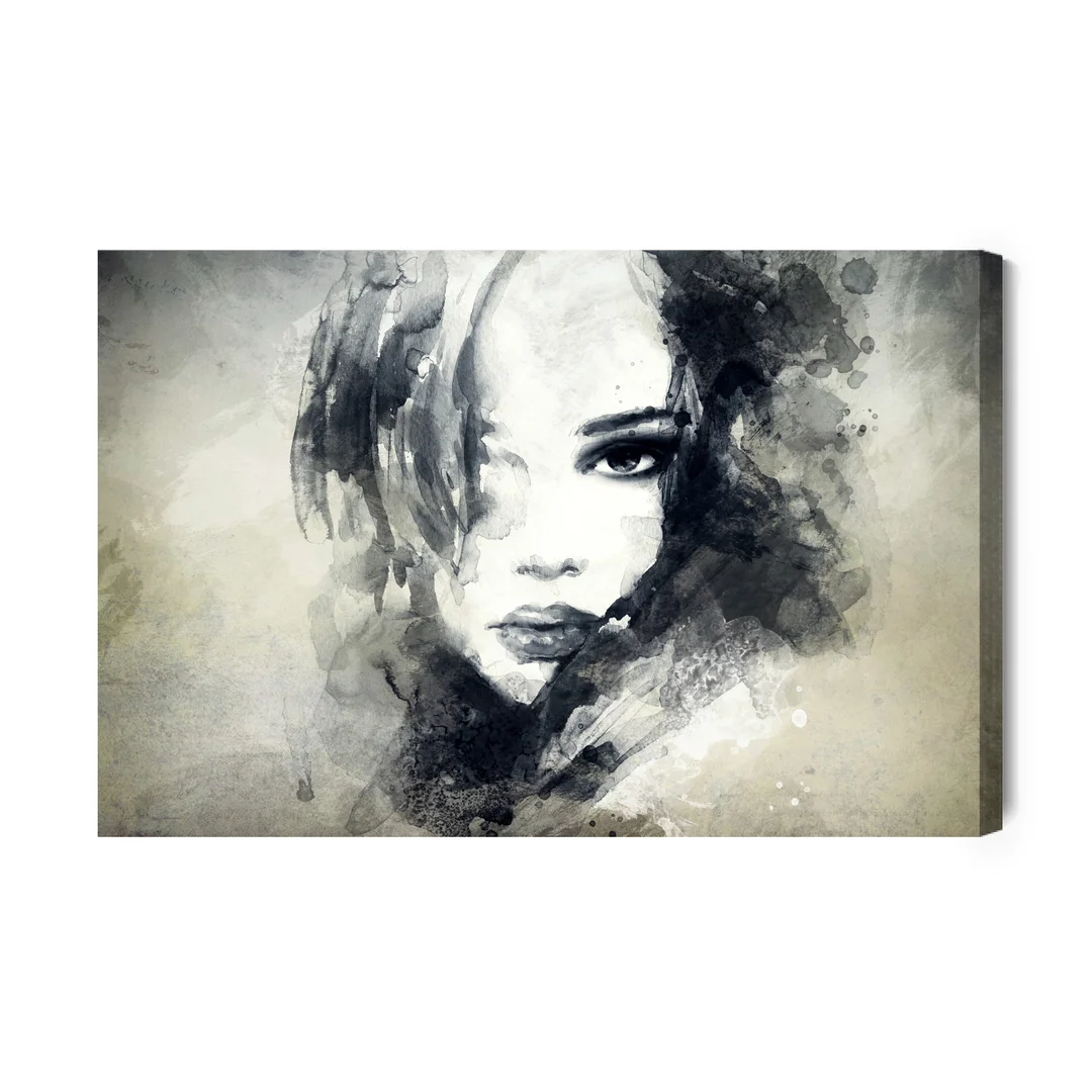 Obraz Na Płótnie Kobieca Twarz W Akwarelowej Odsłonie Canvas Naturalny Brak Brak 70x100
