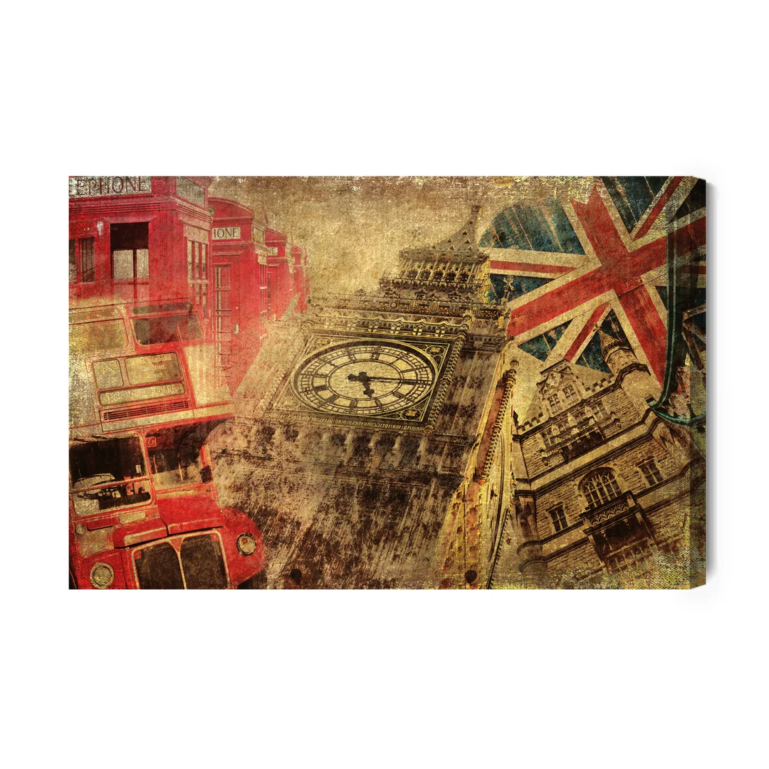 Obraz Na Płótnie Kolaż Z Ikonami Londynu W Stylu Vintage Canvas Brak Brak 60x90