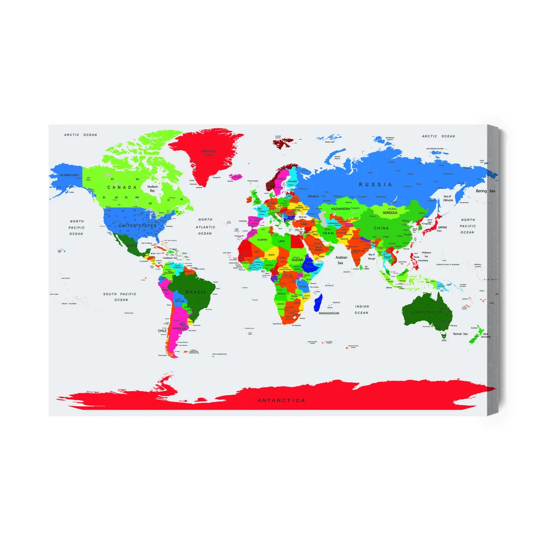 Obraz Na Płótnie Kolorowa Mapa Polityczna Świata Canvas Brak Brak 60x90