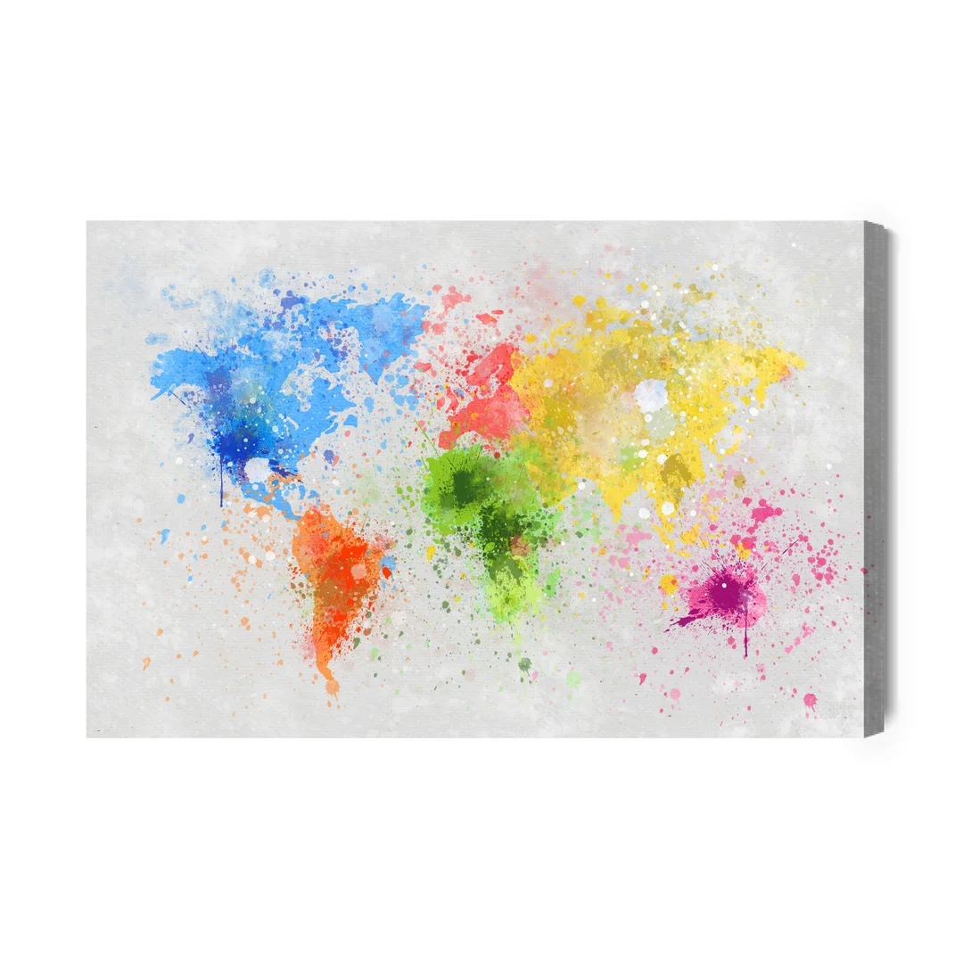 Obraz Na Płótnie Kolorowa Mapa Świata Malowana Akwarelą Canvas Brak Brak 60x90