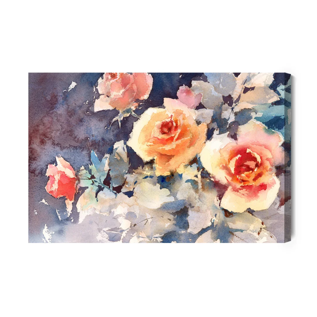 Obraz Na Płótnie Kolorowe Róże Jak Malowane Akwarelą Canvas Brak Brak 60x90