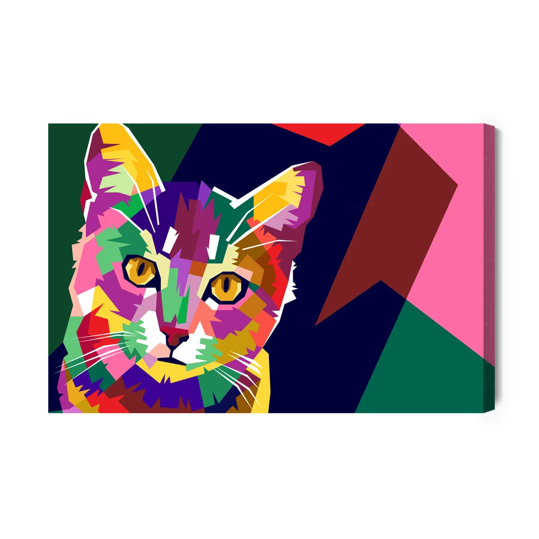 Obraz Na Płótnie Kolorowy Graficzny Kot Canvas Brak Brak 60x90