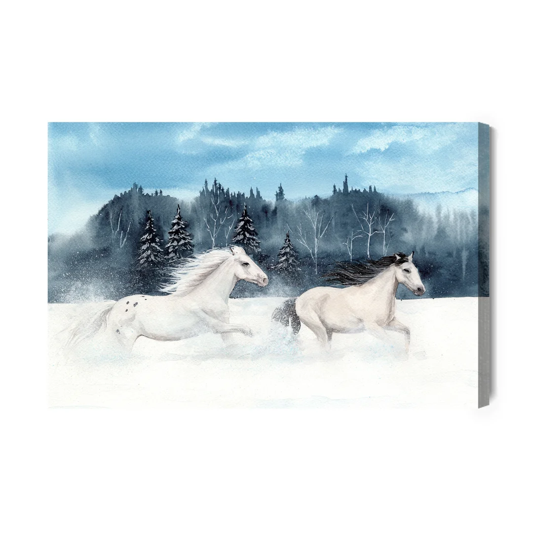 Obraz Na Płótnie Konie Galopujące W Śniegu Canvas Brak Brak 60x90