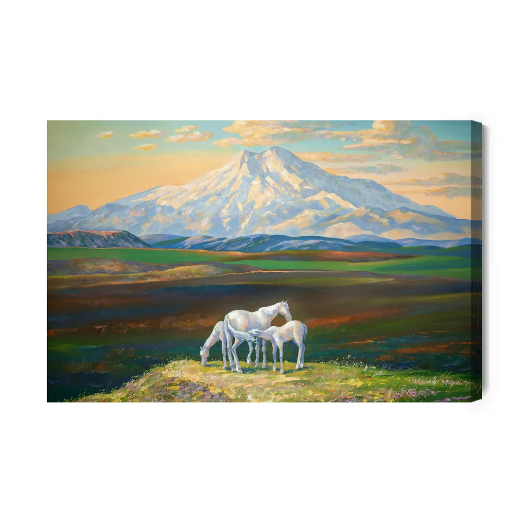 Obraz Na Płótnie Konie Na Tle Gór Canvas Brak Brak 60x90