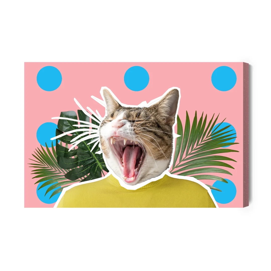 Obraz Na Płótnie Kot I Liście - Styl Pop Art Canvas Brak Brak 60x90