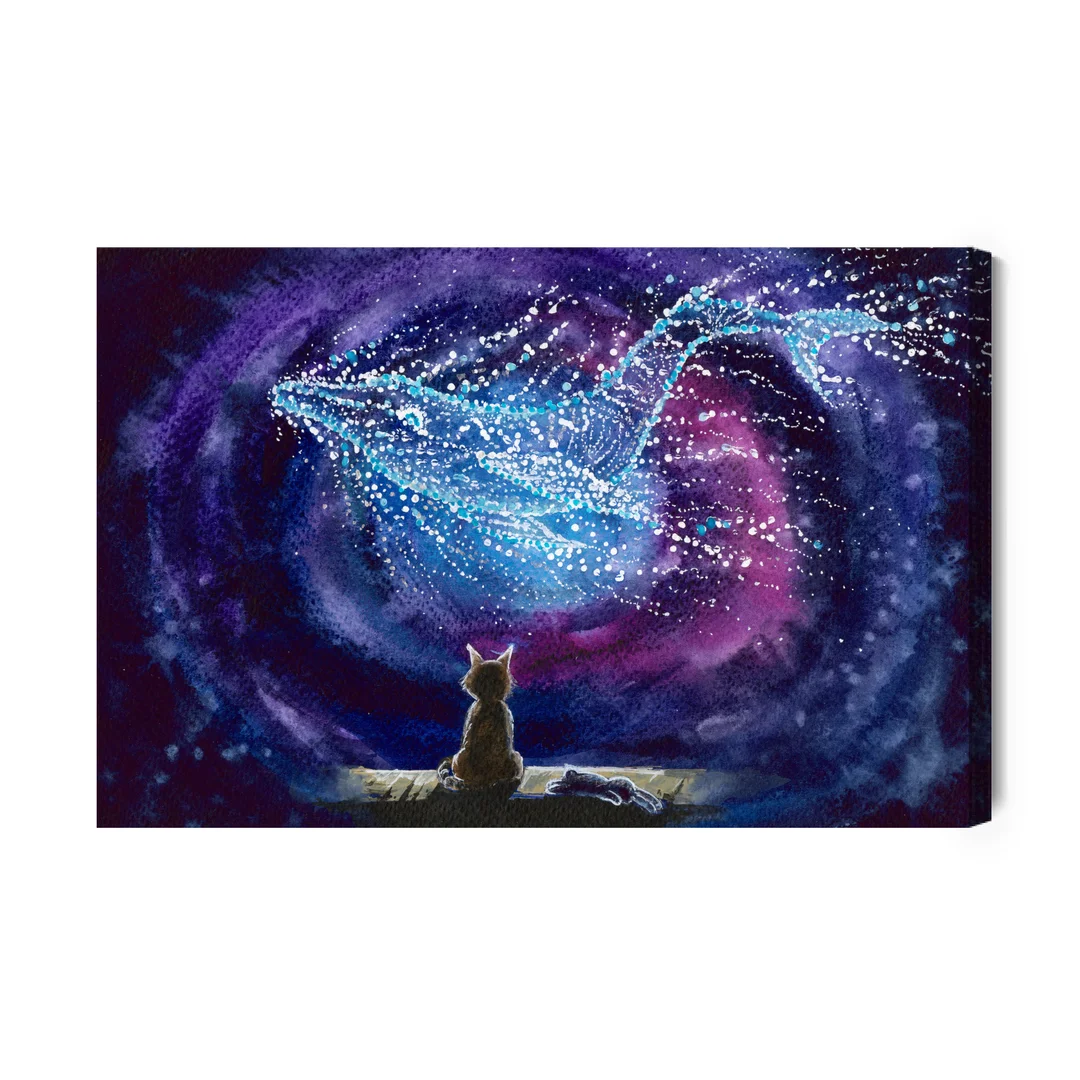 Obraz Na Płótnie Kot Na Tle Abstrakcyjnego Delfina Canvas Brak Brak 60x90