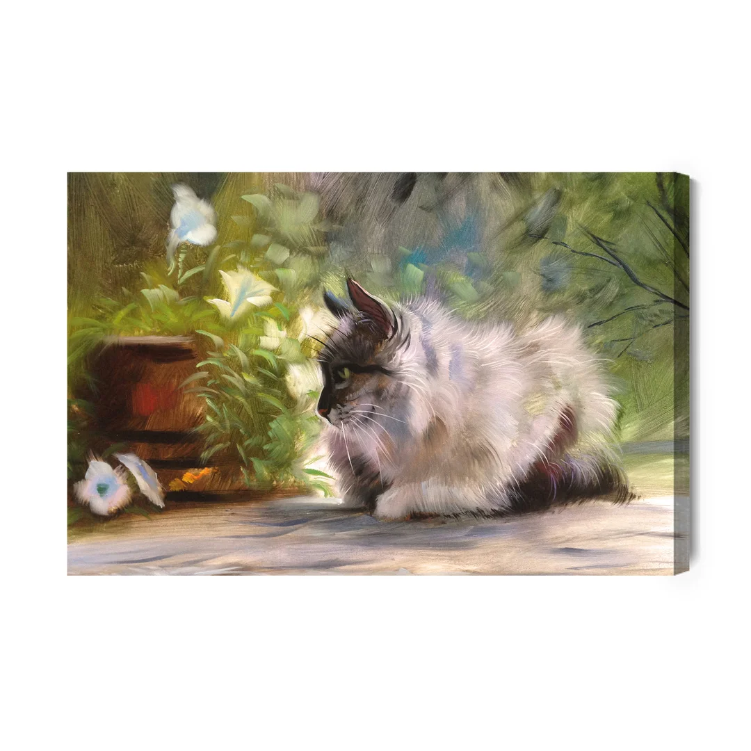 Obraz Na Płótnie Kot Wśród Zieleni Jak Malowany Canvas Brak Brak 60x90