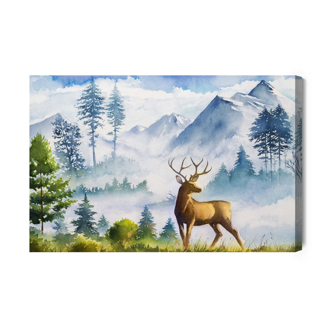 Obraz Na Płótnie Krajobraz Górski Z Jeleniem Canvas Brak Brak 60x90