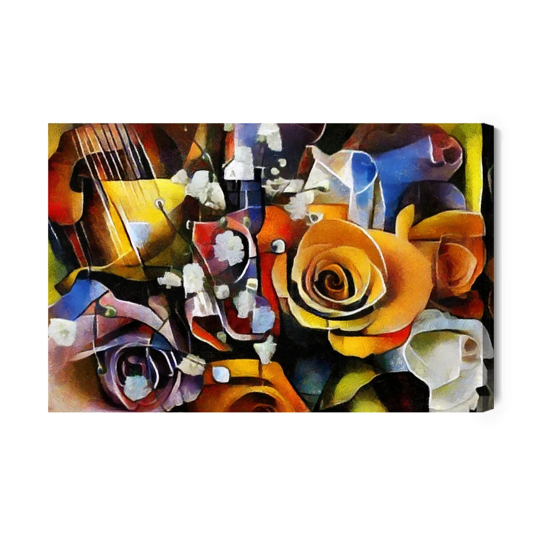 Obraz Na Płótnie Kwiaty W Kubistycznym Stylu Canvas Brak Brak 60x90