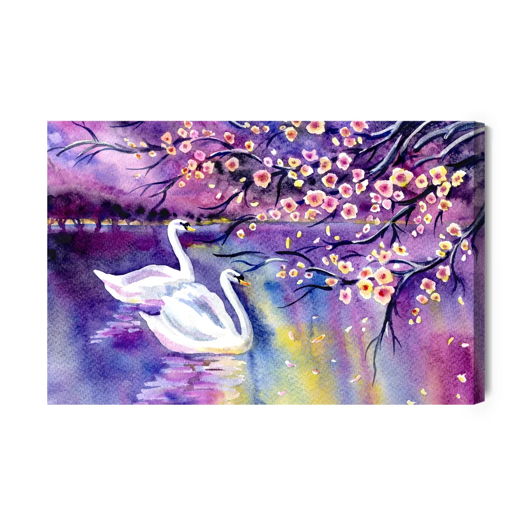 Obraz Na Płótnie Łabędzie I Kwiaty Canvas Brak Brak 60x90