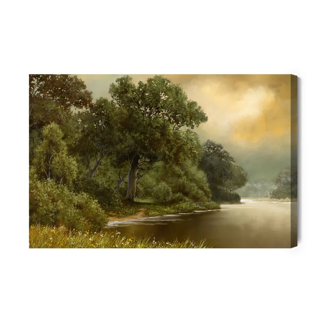 Obraz Na Płótnie Leśny Krajobraz Z Rzeką Canvas Brak Brak 60x90