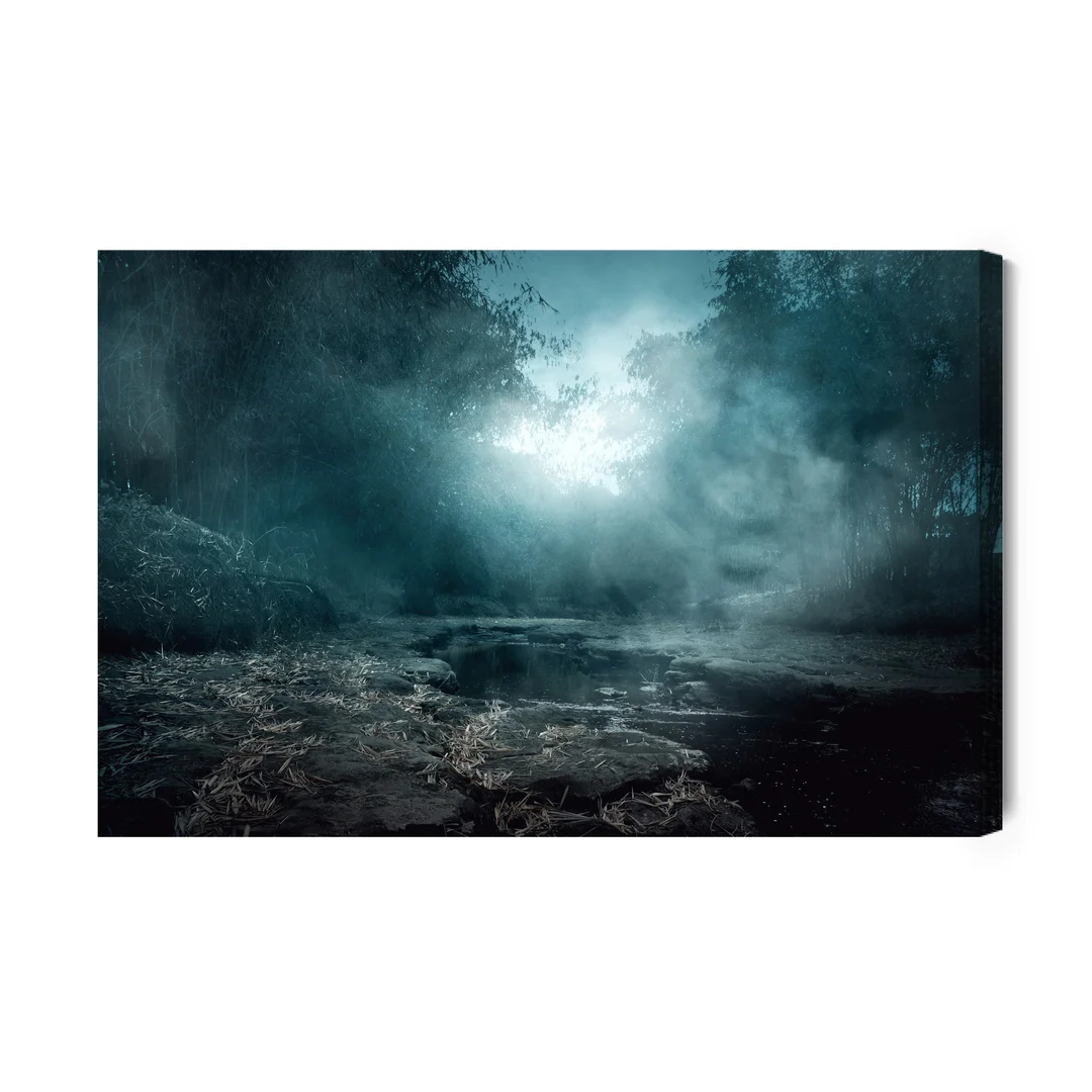 Obraz Na Płótnie Rzeka W Zamglonym Lesie Canvas Naturalny Brak Brak 70x100
