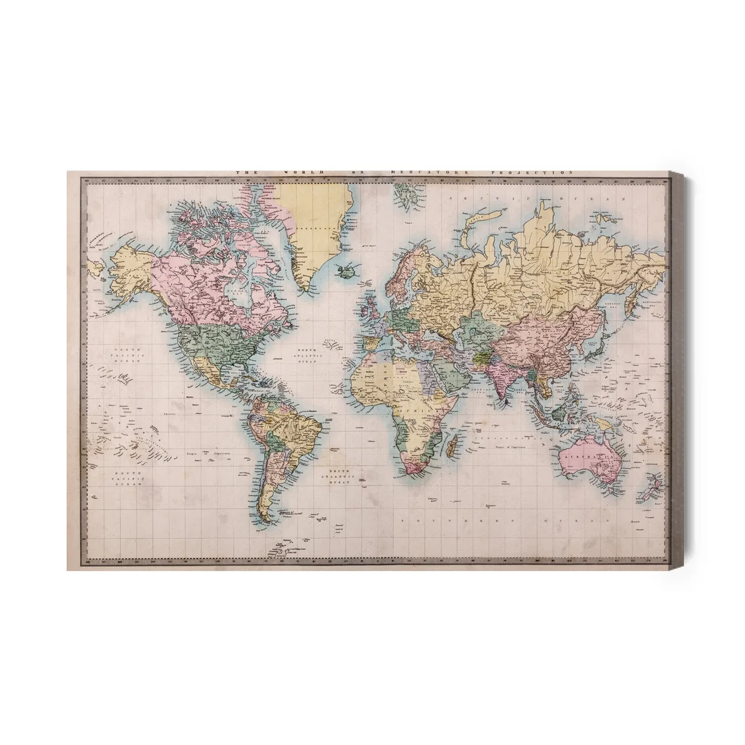 Obraz Na Płótnie Stara Mapa Świata Canvas Naturalny Brak Brak 70x100
