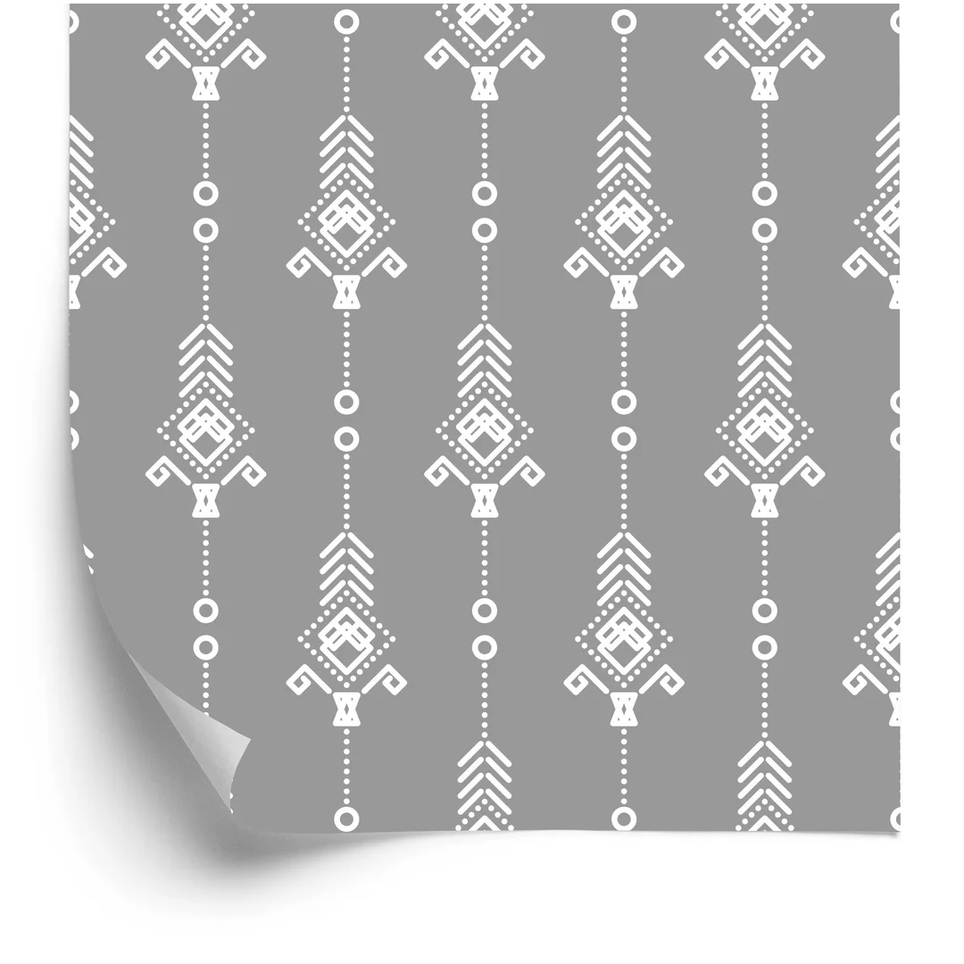 Tapeta Artystyczny Biały Wzór W Stylu Retro Flizelina 53x1000